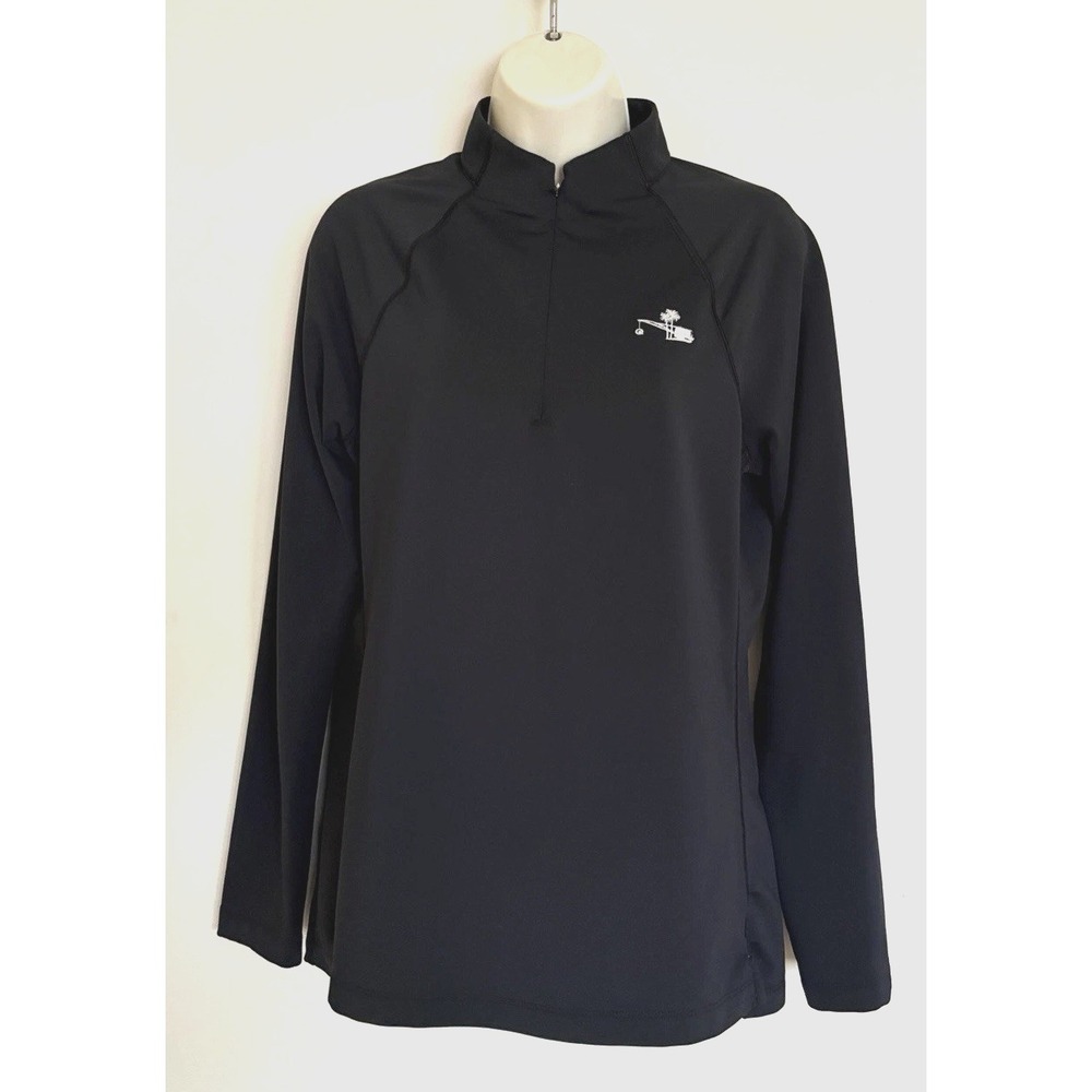 Peter Millar Women's Perth Layer 1/4 Zip Quarry Golf Club M Black LE0EK43